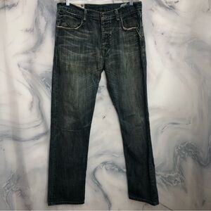 Morrison distressed blue jeans straight leg